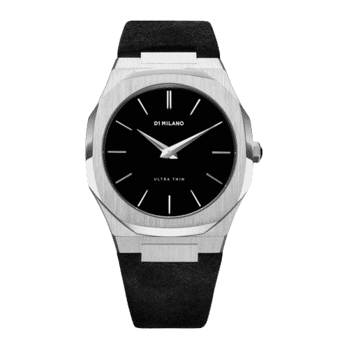 D1 MILANO Ultra Thin Black Leather Strap