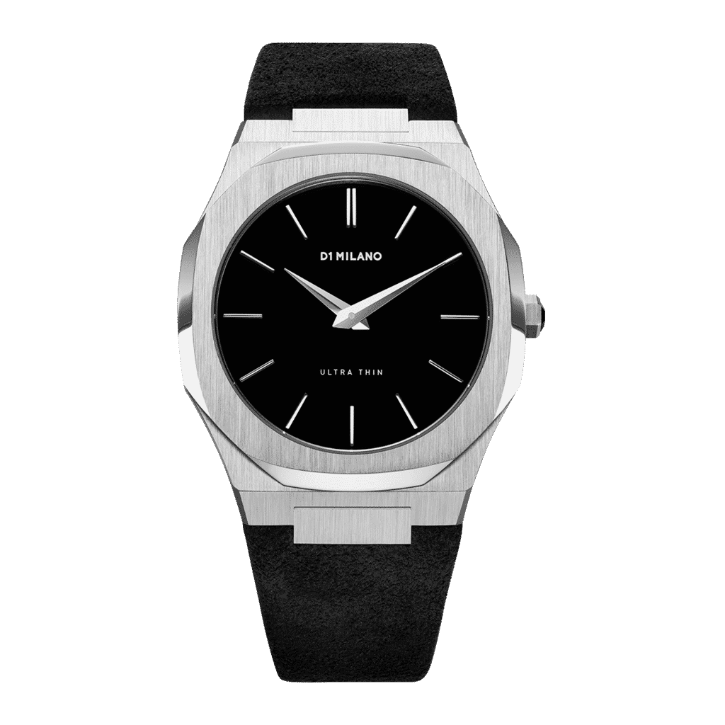 D1 MILANO Ultra Thin Black Leather Strap