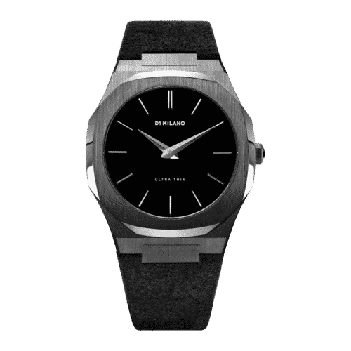 D1 MILANO Ultra Thin Black Leather Strap