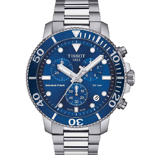 TISSOT T-Sport Seastar 1000 Chronograph Silver Stainless Steel Bracelet