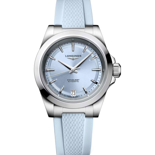 Longines Conquest Automatic Light Blue Rubber Strap