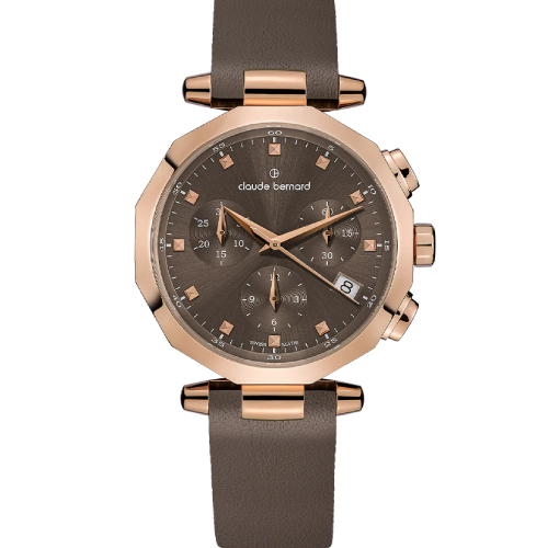 Claude Bernard Dress Code Chronograph Brown Leather Strap