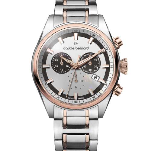 Claude Bernard Proud Heritage Chronograph Two Tone Stainless Steel Bracelet