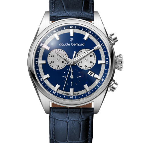 Claude Bernard Proud Heritage Chronograph Blue Leather Strap