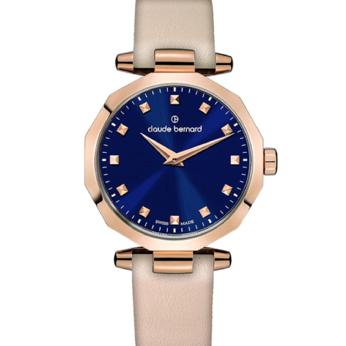 Claude Bernard Dress Code Two-Hands Beige Leather Strap