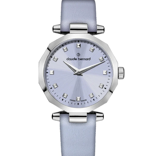 Claude Bernard Dress Code Two-Hands Purple Leather Strap