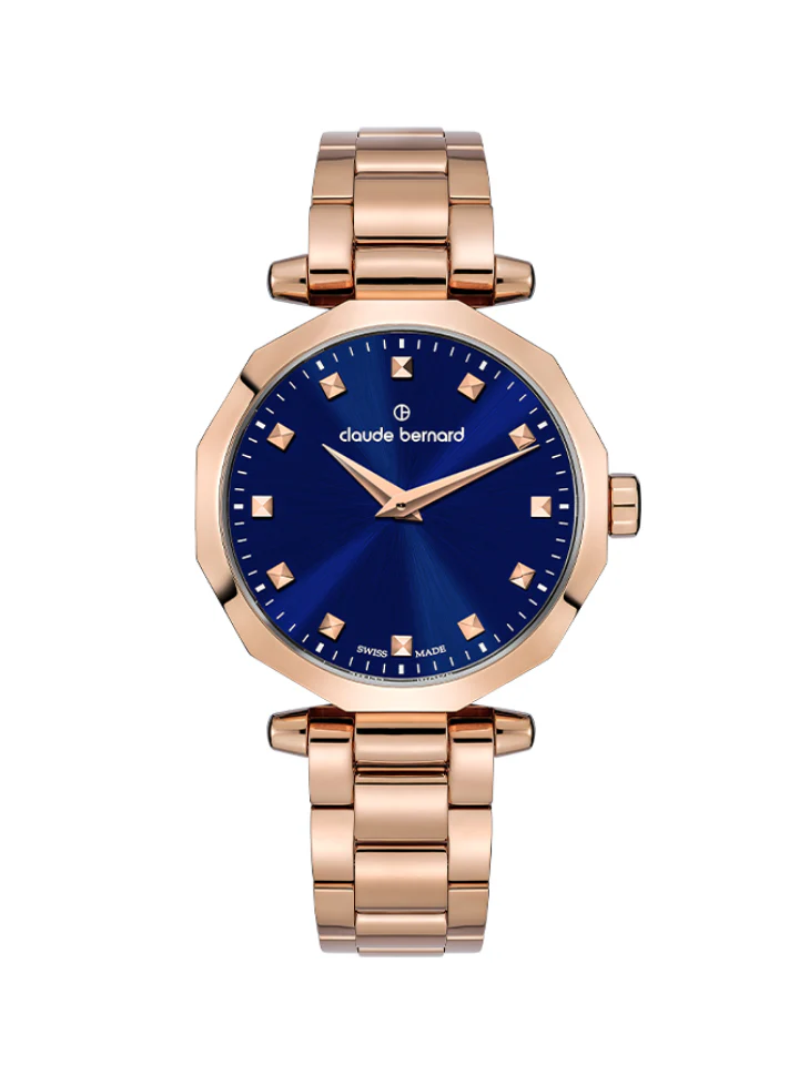 Claude Bernard Dress Code Two-Hands Rose Gold Stainless Steel Bracelet