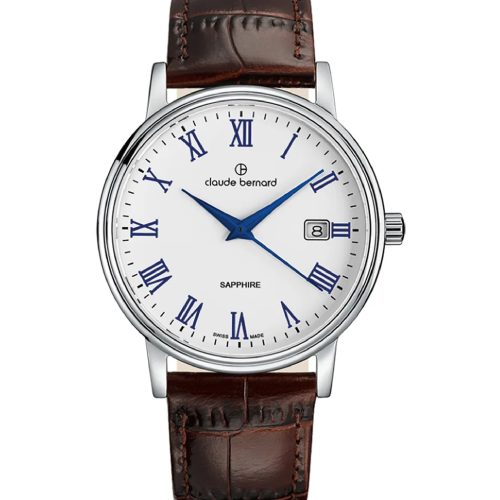 Claude Bernard Classic Date Brown Leather Strap