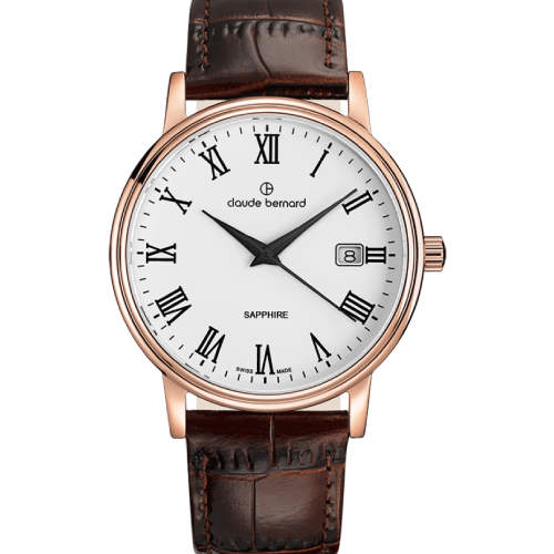 Claude Bernard Classic Date Brown Leather Strap