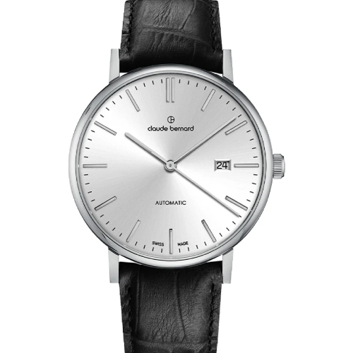 Claude Bernard Slim Line Two Hands Automatic Black Leather Strap