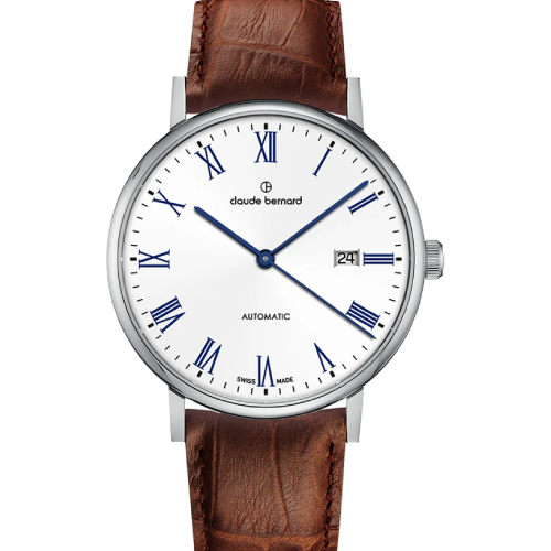 Claude Bernard Slim Line Two Hands Automatic Brown Leather Strap