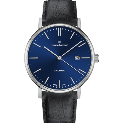 Claude Bernard Slim Line Two Hands Automatic Black Leather Strap