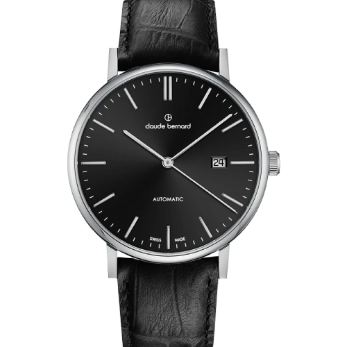 Claude Bernard Slim Line Two Hands Automatic Black Leather Strap