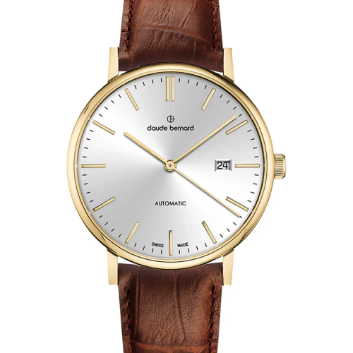 Claude Bernard Slim Line Two Hands Automatic Brown Leather Strap