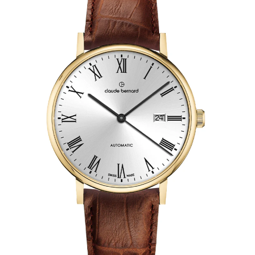 Claude Bernard Slim Line Two Hands Automatic Brown Leather Strap