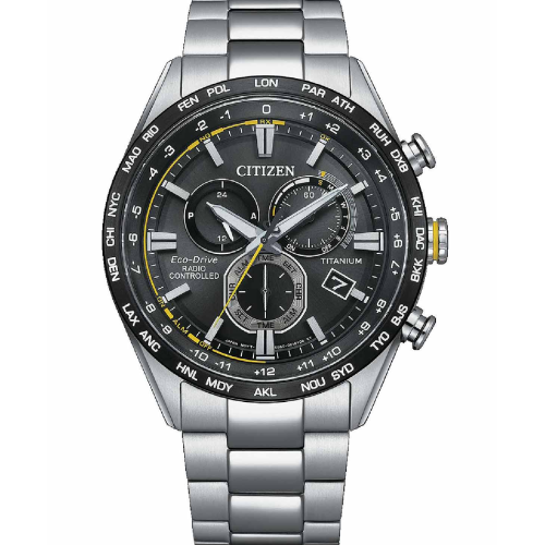 Citizen Eco-Drive RadioControlled Chronograph Silver Titanium Bracelet