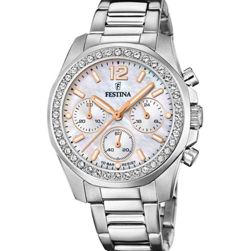 Festina Zircons Chronograph Silver Stainless Steel Bracelet