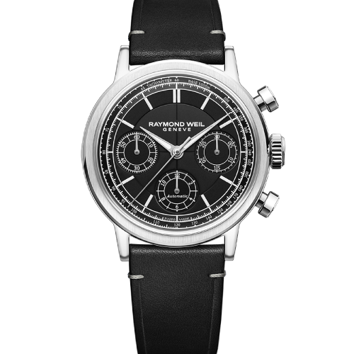 RAYMOND WEIL Millesime Automatic Chronograph Black Leather Strap