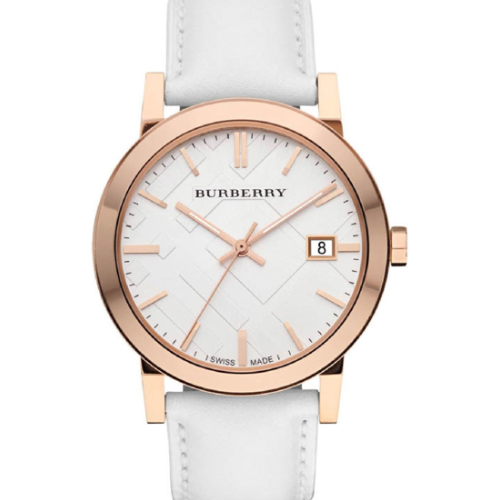 BURBERRY The City White Leather Strap