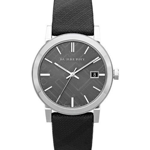 BURBERRY The City Black Leather Strap