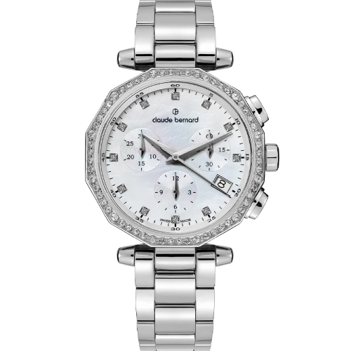 Claude Bernard Dress Code Chronograph Stones Stainless Steel Bracelet
