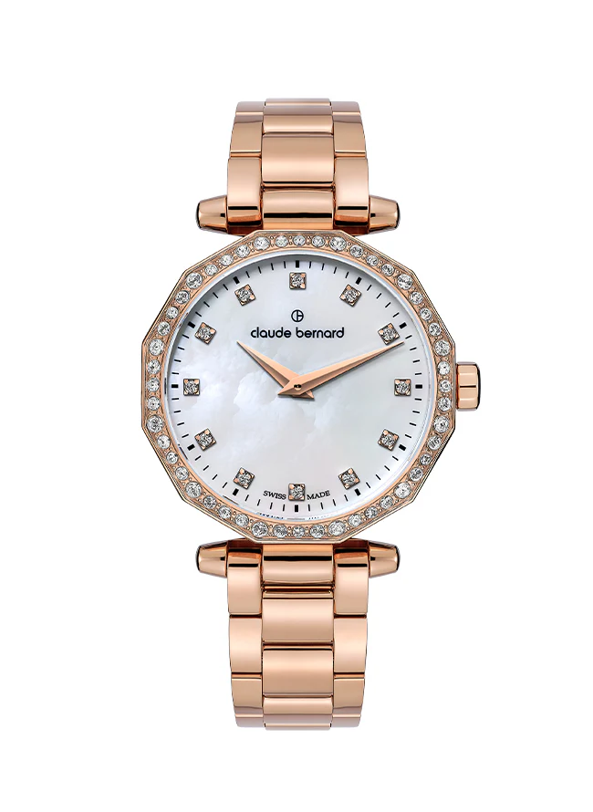 Claude Bernard Dress Code Two-Hands Rose Gold Stainless Steel Bracelet