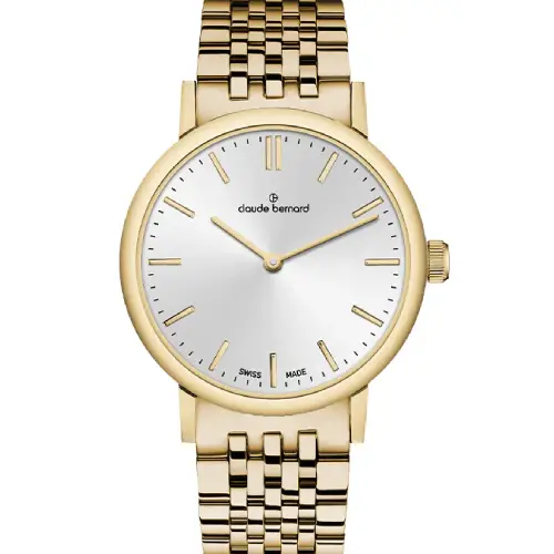 Claude Bernard Slim Line 32 Two-Hands Gold Stainless Steel Bracelet