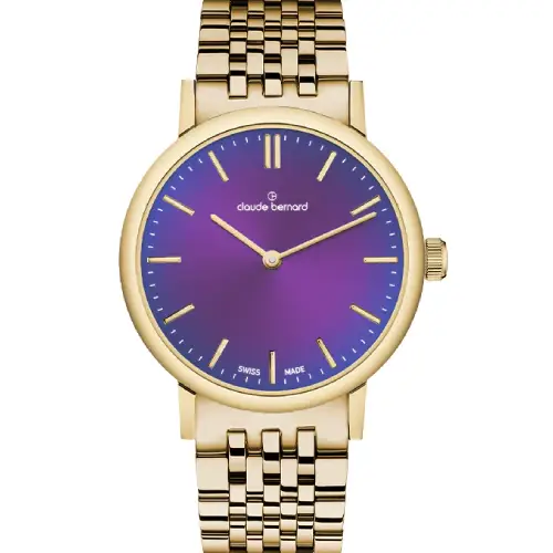 Claude Bernard Slim Line 32 Two-Hands Gold Stainless Steel Bracelet