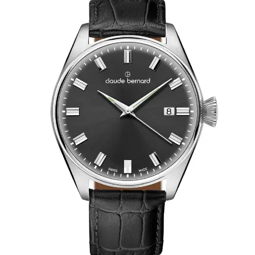 Claude Bernard Proud Heritage Black Leather Strap