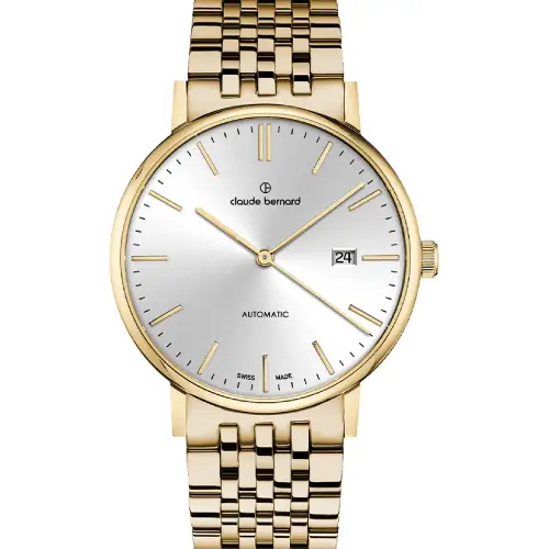 Claude Bernard Slim Line Automatic Date Gold Stainless Steel Bracelet