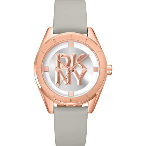 DKNY Chambers Midi Grey Leather Strap