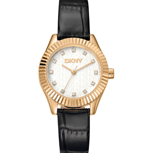 DKNY Chambers Glitz Black Leather Strap