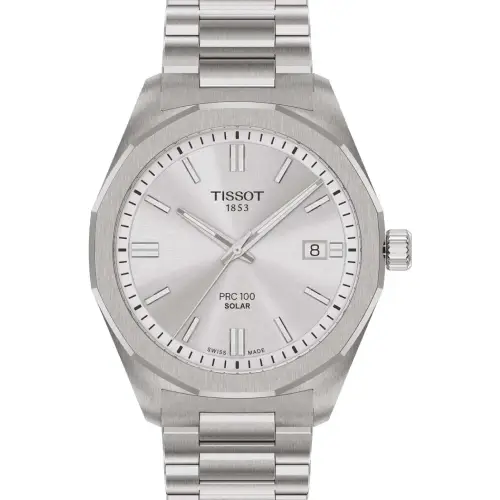TISSOT T-Classic PRC 100 Solar Silver Stainless Steel Bracelet