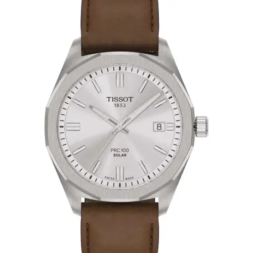 TISSOT T-Classic PRC 100 Solar Brown Leather Strap