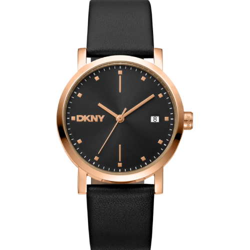 DKNY Soho Midi Black Leather Strap