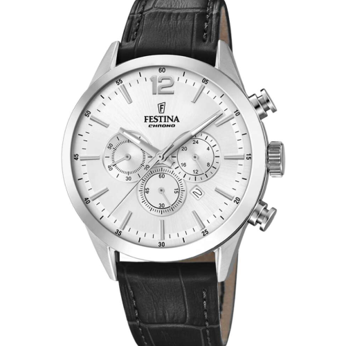 Festina Chronograph Black Leather Strap