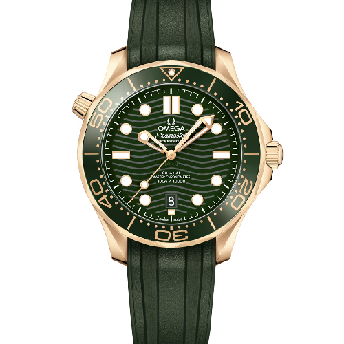 Omega Seamaster Diver 300m Co-Axial Master Chronometer 42mm Moonshine™ Gold on Rubber Strap
