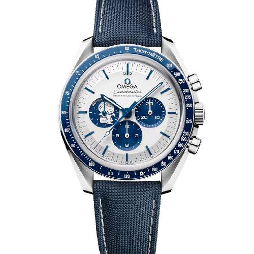 Omega Speedmaster Anniversary Series Snoopy Steel on Coated Nylon Fabric Strap