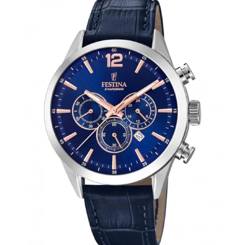 Festina Chronograph Blue Leather Strap