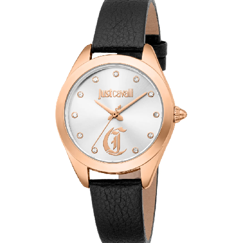 Just Cavalli Luna Black Leather Strap
