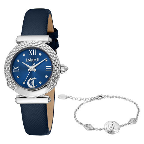 Just Cavalli Curiosa Blue Leather Strap