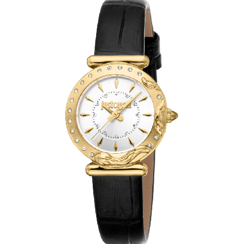 Just Cavalli Stella Snake Black Leather Strap