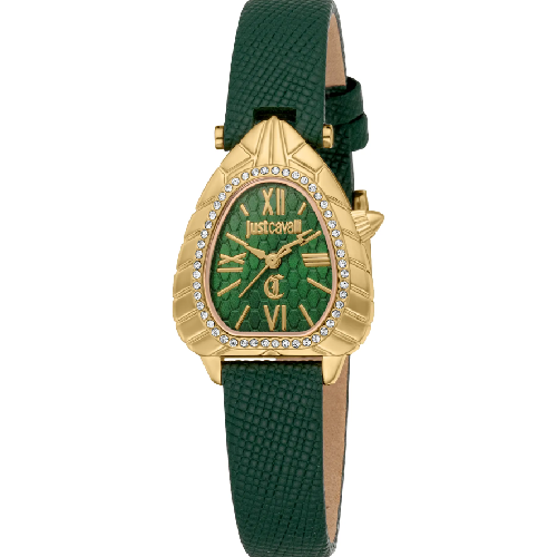 Just Cavalli Perla Green Leather Strap