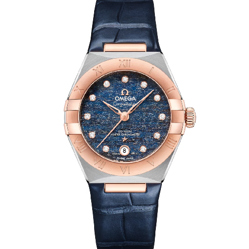 Omega Constellation 25 mm, 29 mm, Steel ‑ Sedna™ Gold on Leather Strap