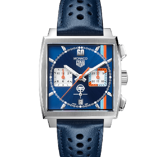 Tag Heuer Monaco Automatic Chronograph X Gulf Blue Leather Strap