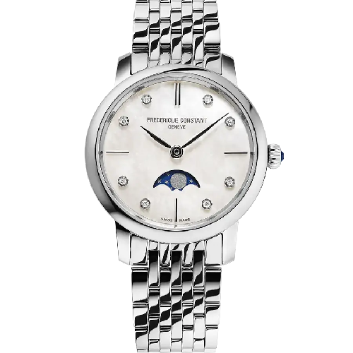 FREDERIQUE CONSTANT Classics Slimline Ladies Moonphase Stainless Steel Bracelet