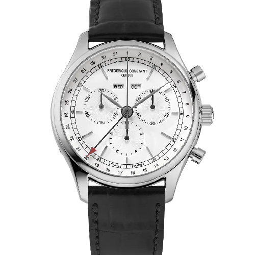 FREDERIQUE CONSTANT Classics Quartz Chronograph Triple Calendar Black Leather Strap