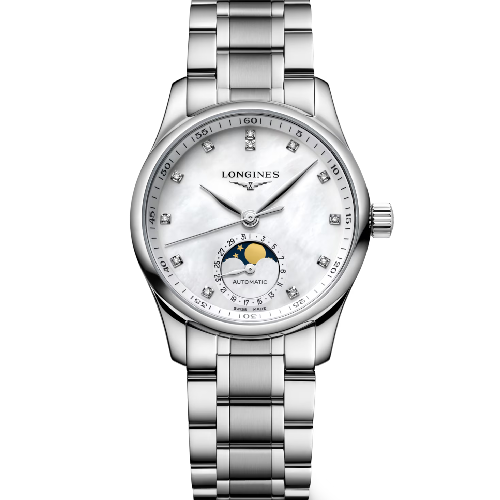 Longines Master Collection Moonphase Automatic Silver Stainless Steel Bracelet 34 mm