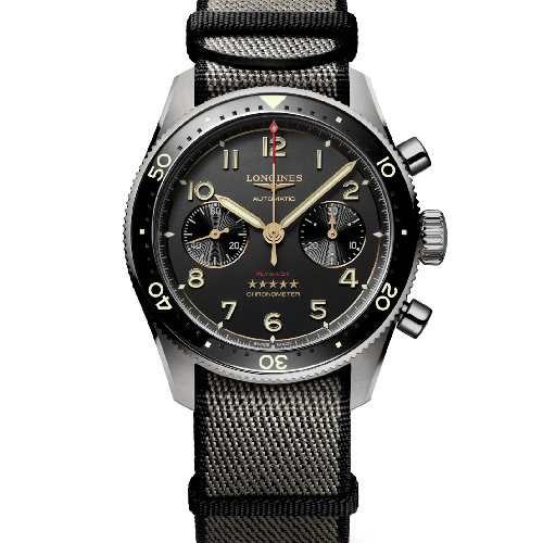 Longines Spirit Flyback Chronograph Titanium Black NATO Strap 42 mm