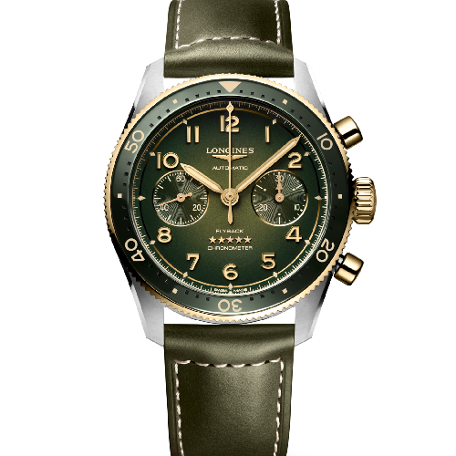 Longines Spirit Flyback Chronograph Green Leather Strap 42 mm